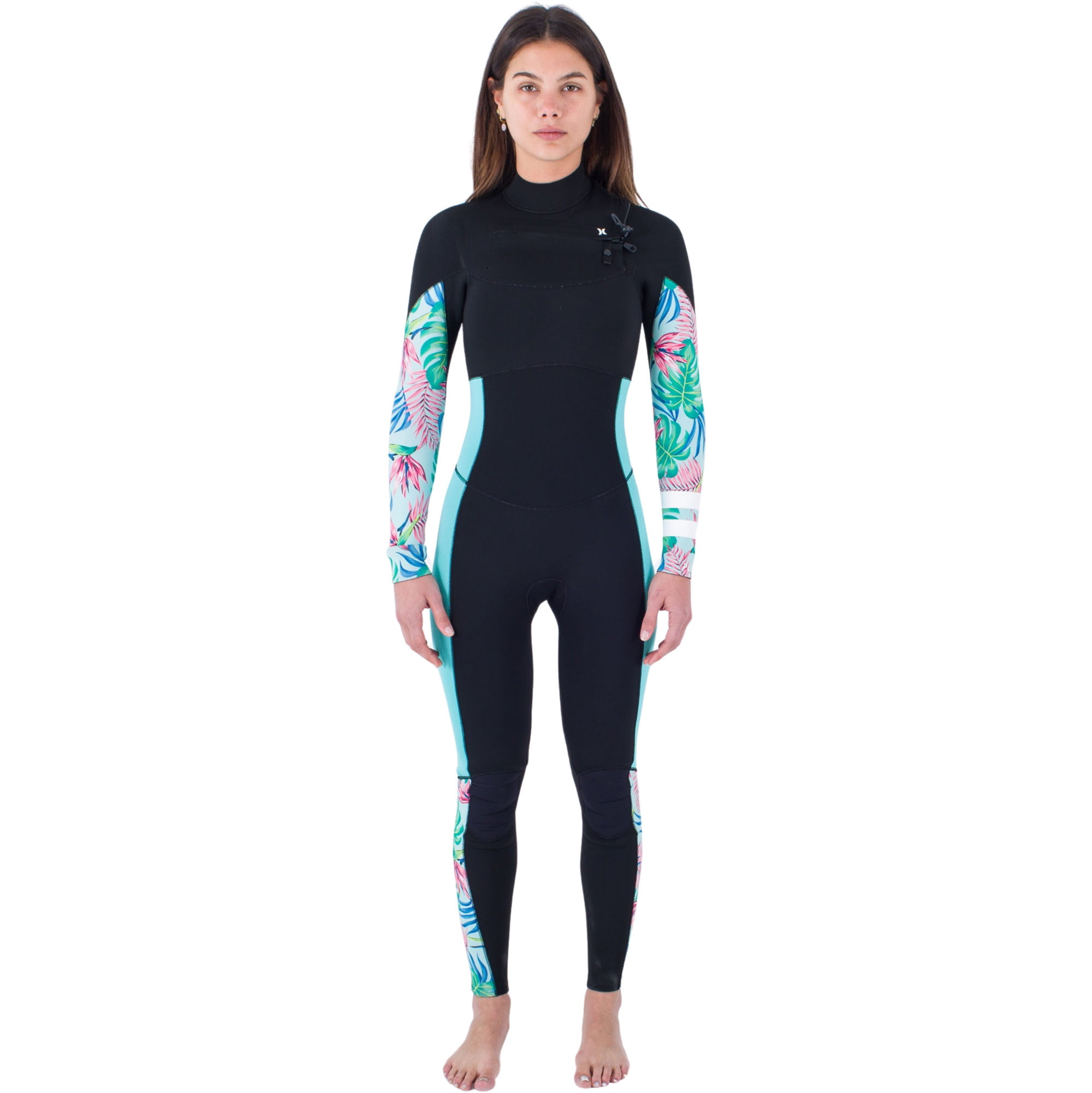2024 Hurley Womens Plus Printed 4/3mm Chest Zip Wetsuit WFS0012433 - Java Tropical